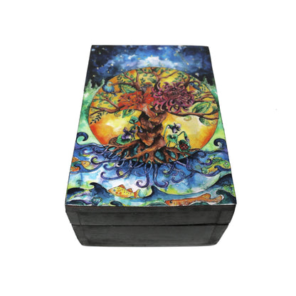 Natural wood box designed for rituals, crystals, or small personal items.