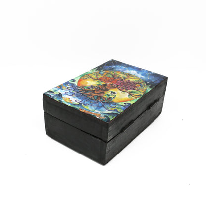Natural wood box designed for rituals, crystals, or small personal items.