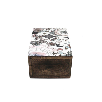 Natural wood box designed for rituals, crystals, or small personal items.