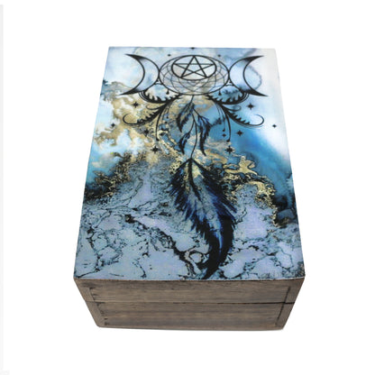 Natural wood box designed for rituals, crystals, or small personal items.
