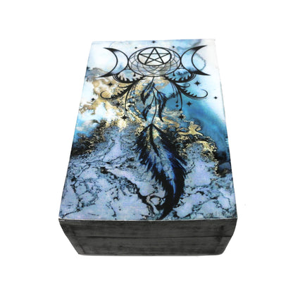 Natural wood box designed for rituals, crystals, or small personal items.