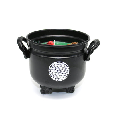 Mini cast iron cauldron designed for rituals, meditation, and energy cleansing.