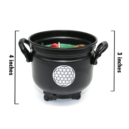 Mini cast iron cauldron designed for rituals, meditation, and energy cleansing.