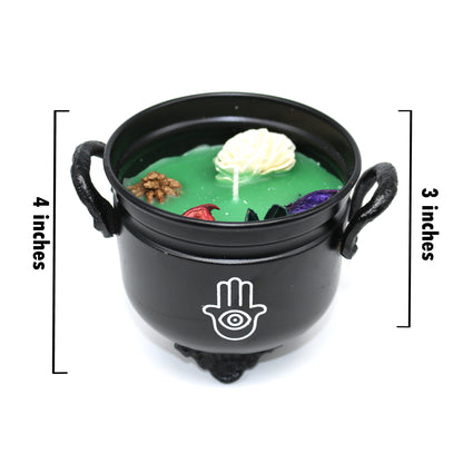 Mini cast iron cauldron designed for rituals, meditation, and energy cleansing.