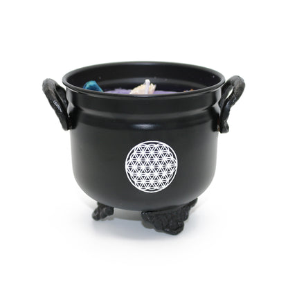 Mini cast iron cauldron designed for rituals, meditation, and energy cleansing.