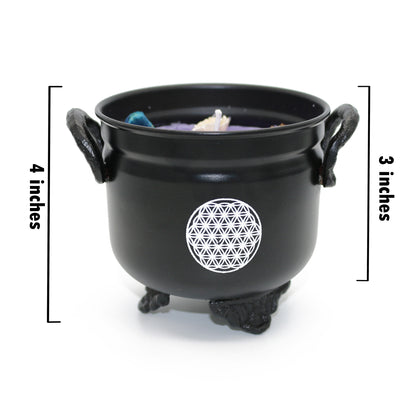 Mini cast iron cauldron designed for rituals, meditation, and energy cleansing.