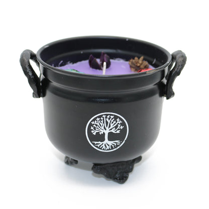 Mini cast iron cauldron designed for rituals, meditation, and energy cleansing.