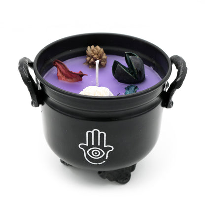 Mini cast iron cauldron designed for rituals, meditation, and energy cleansing.