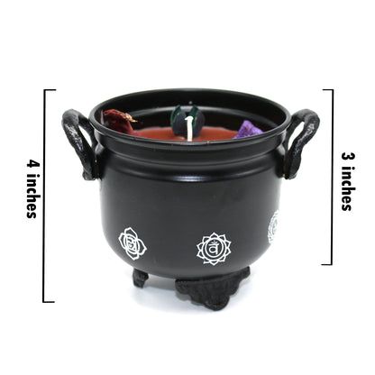 Mini cast iron cauldron designed for rituals, meditation, and energy cleansing.