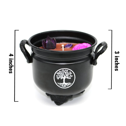 Mini cast iron cauldron designed for rituals, meditation, and energy cleansing.