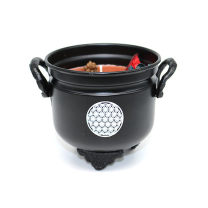 Mini cast iron cauldron designed for rituals, meditation, and energy cleansing.
