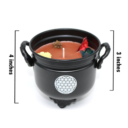 Mini cast iron cauldron designed for rituals, meditation, and energy cleansing.