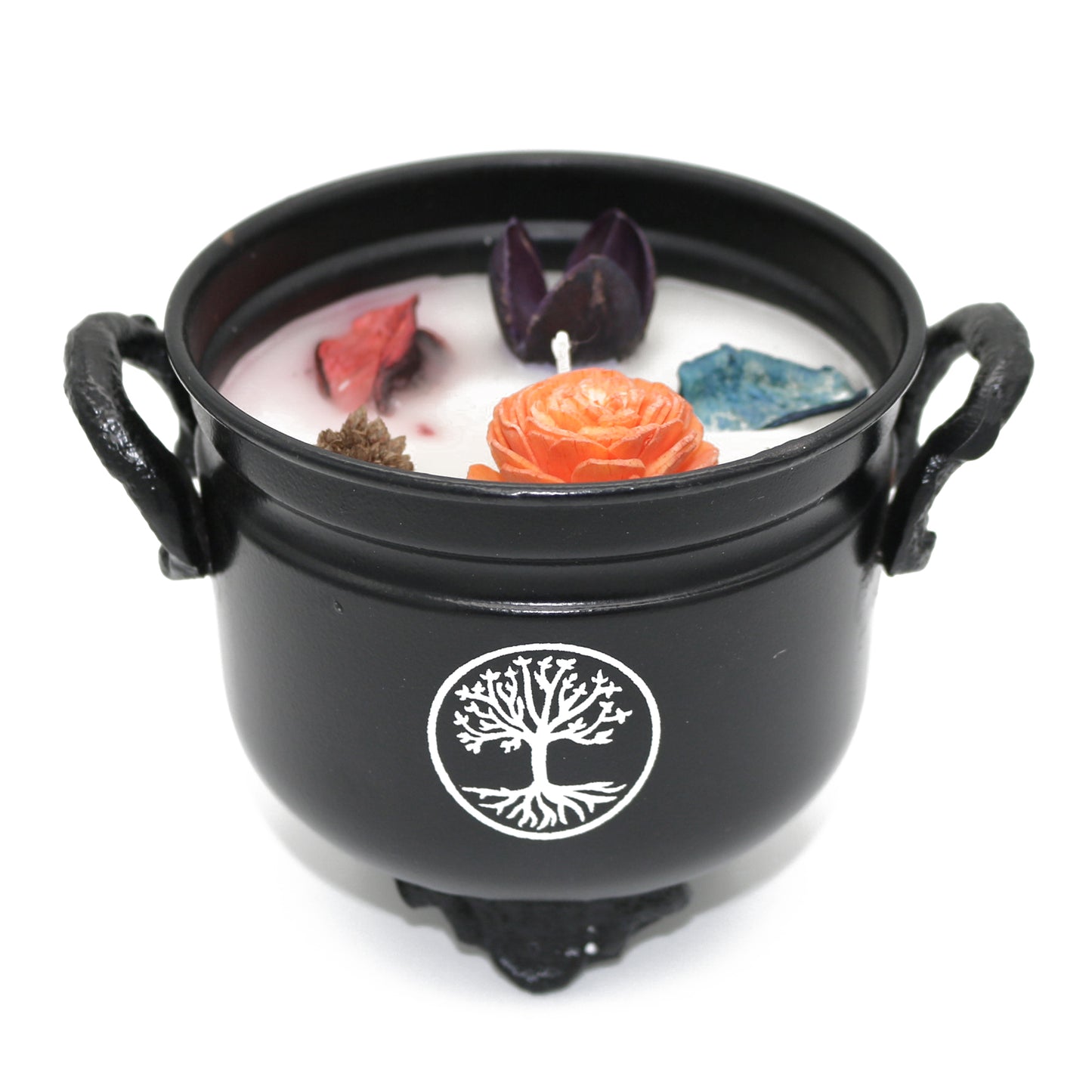 White Sage Tree of Life Cauldron Candle, 11.5 oz
