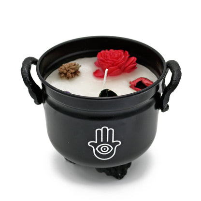 Mini cast iron cauldron designed for rituals, meditation, and energy cleansing.