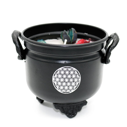Mini cast iron cauldron designed for rituals, meditation, and energy cleansing.