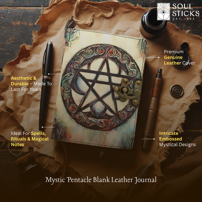Handmade leather journal for witches, spell work, and mystical note-taking