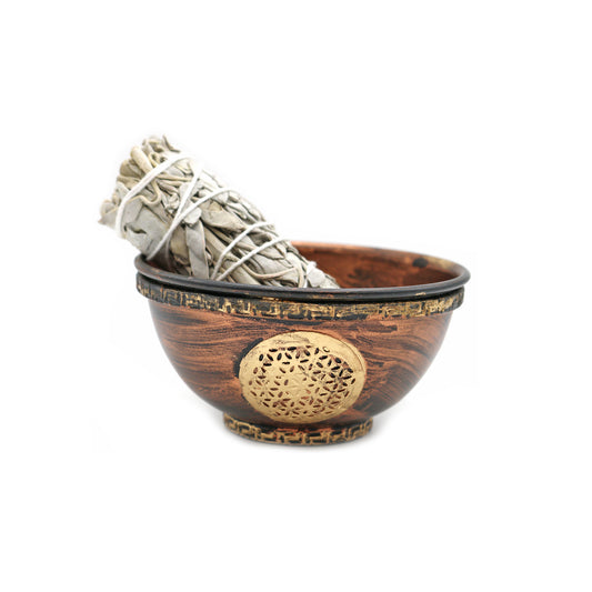 Decorative smudge bowl for spiritual rituals, home purification, and sacred space creation.