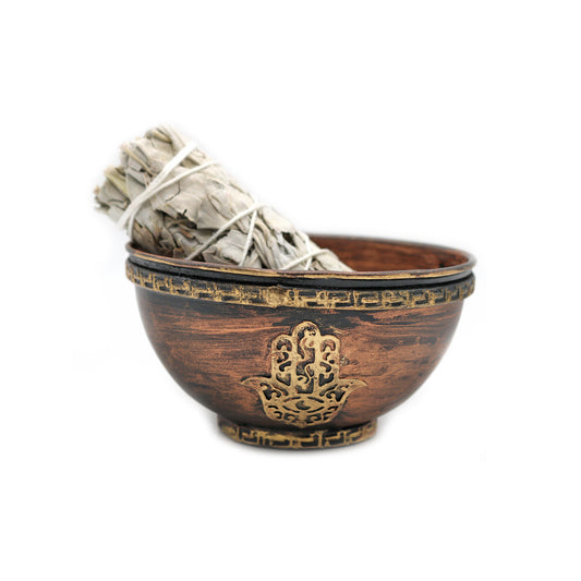 Decorative smudge bowl for spiritual rituals, home purification, and sacred space creation.