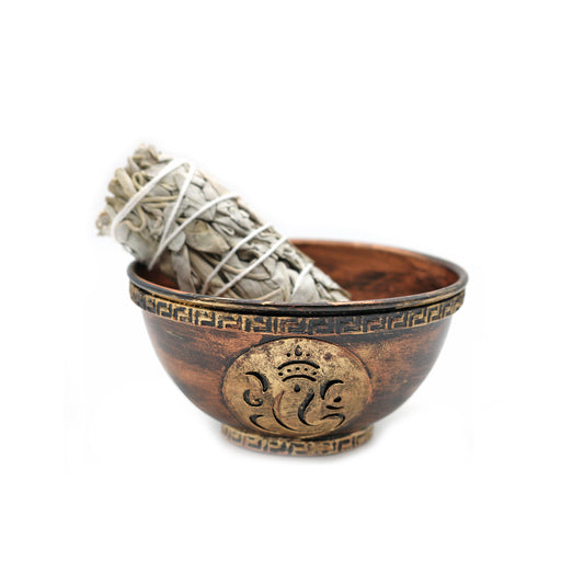 Decorative smudge bowl for spiritual rituals, home purification, and sacred space creation.