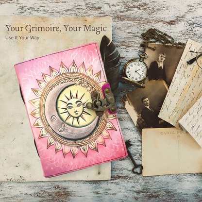Handmade leather journal for witches, spell work, and mystical note-taking