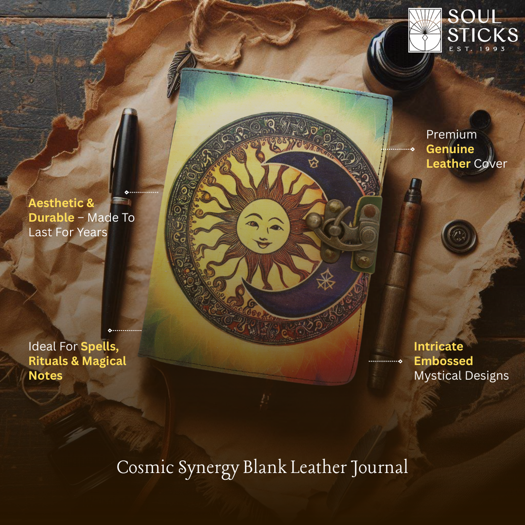 Handmade leather journal for witches, spell work, and mystical note-taking