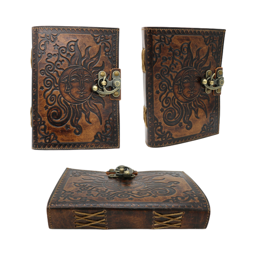 Celestial Embossed Blank Leather Journal 5" x 7"