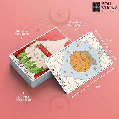 Set of spiritual cards with mystical artwork and messages.