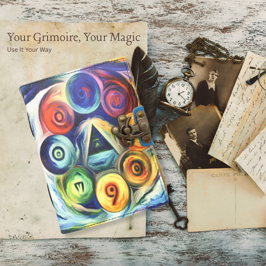 Handmade leather journal for witches, spell work, and mystical note-taking