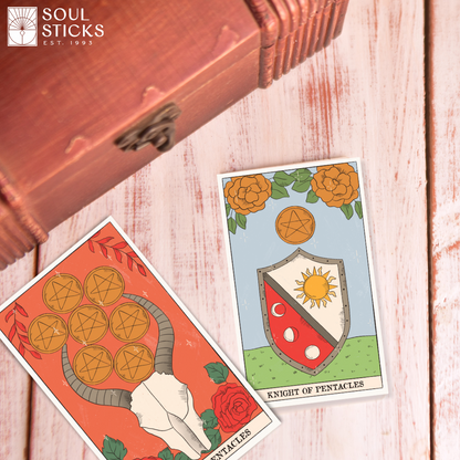 Set of spiritual cards with mystical artwork and messages.