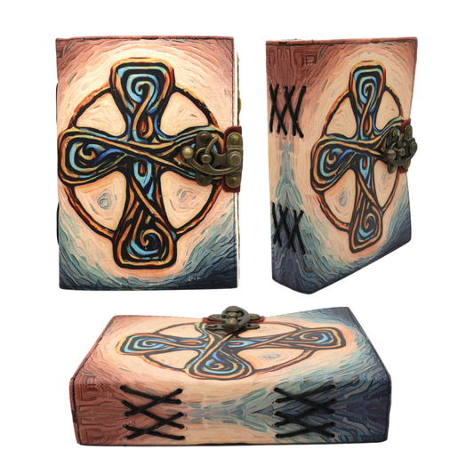 Mystical Cross Blank Leather Journal 5" x 7"