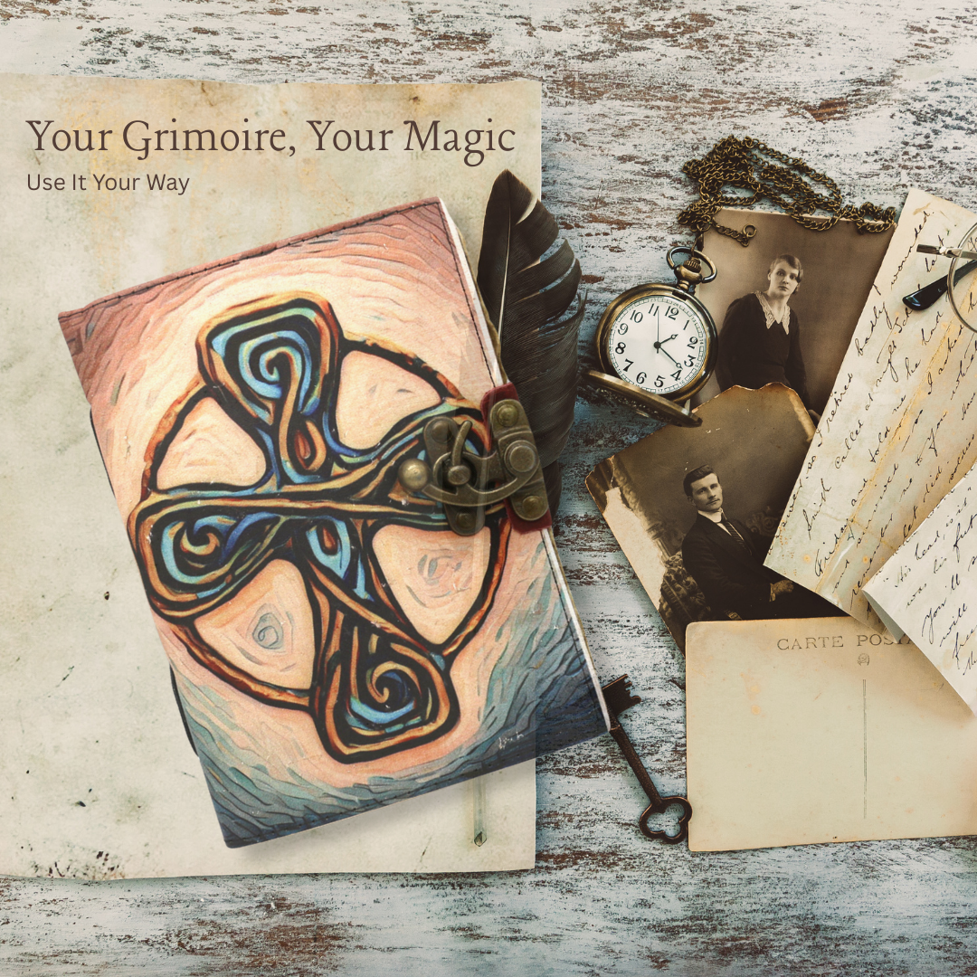 Mystical Cross Blank Leather Journal 5" x 7"