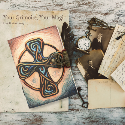 Handmade leather journal for witches, spell work, and mystical note-taking