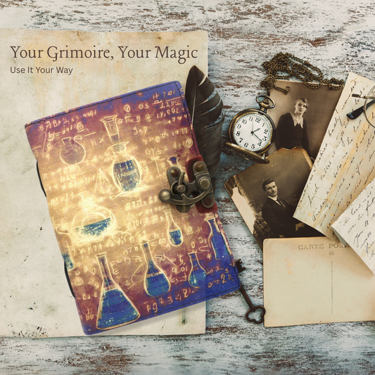 Handmade leather journal for witches, spell work, and mystical note-taking