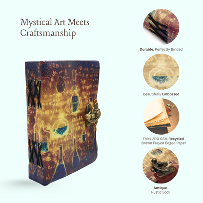 Handmade leather journal for witches, spell work, and mystical note-taking