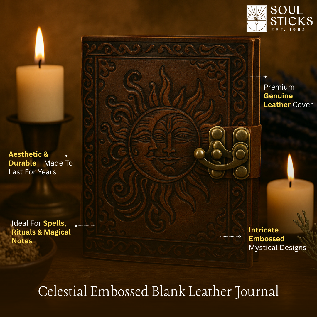 Celestial Embossed Blank Leather Journal 5" x 7"