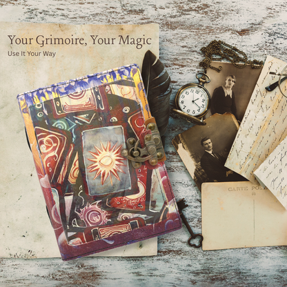 Handmade leather journal for witches, spell work, and mystical note-taking