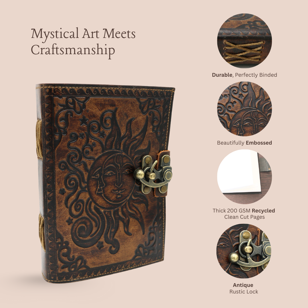 Celestial Embossed Blank Leather Journal 5" x 7"