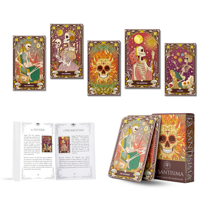 Set of spiritual cards with mystical artwork and messages.