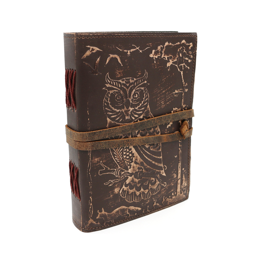 OWL EMBOSSED BLANK LEATHER JOURNAL Owl Embossed Blank Leather Journal 5" x 7"