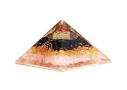 CITRINE ROSE QUARTZ ORGONITE CRYSTAL PYRAMID (80 MM)