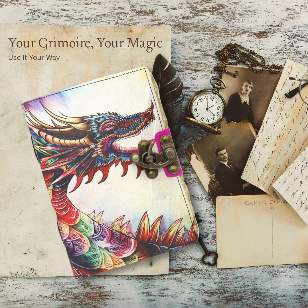 Handmade leather journal for witches, spell work, and mystical note-taking