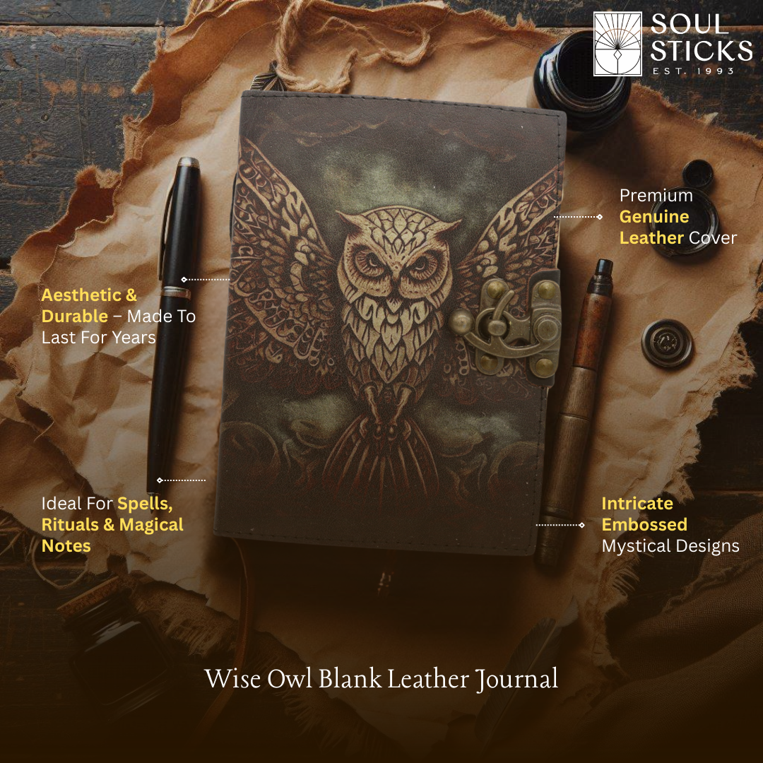 Wise Owl Blank Leather Journal 5" x 7"