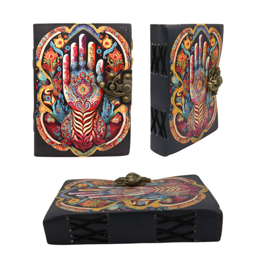 Handmade leather journal for witches, spell work, and mystical note-taking