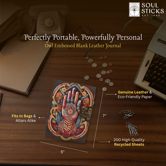 Handmade leather journal for witches, spell work, and mystical note-taking