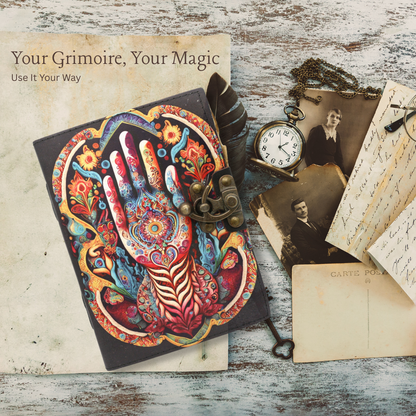 Handmade leather journal for witches, spell work, and mystical note-taking