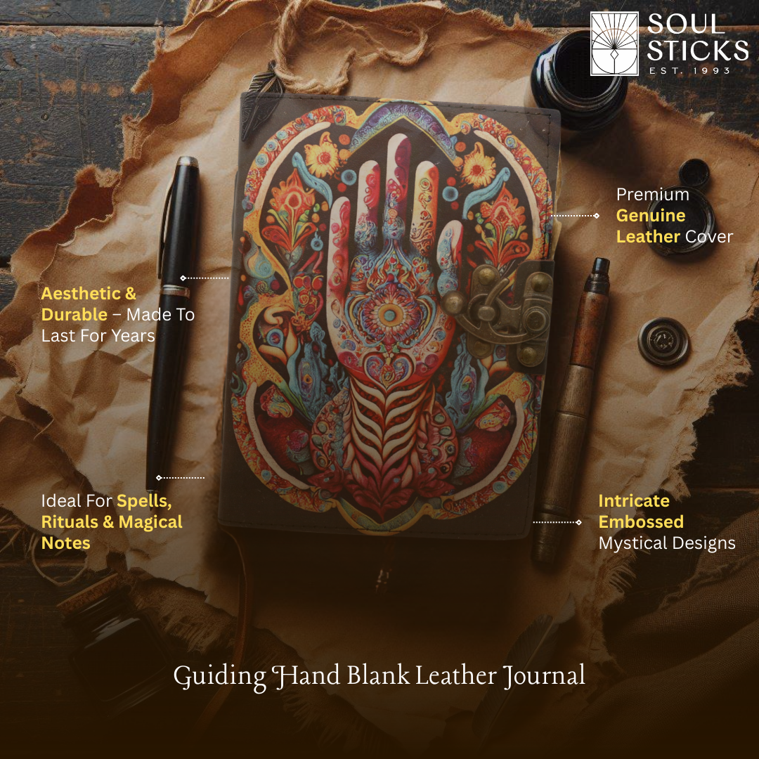 Handmade leather journal for witches, spell work, and mystical note-taking