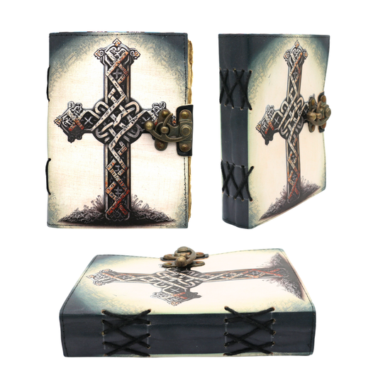 Sacred Cross Blank Leather Journal 5" x 7"