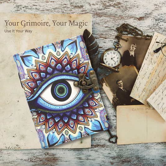 Handmade leather journal for witches, spell work, and mystical note-taking