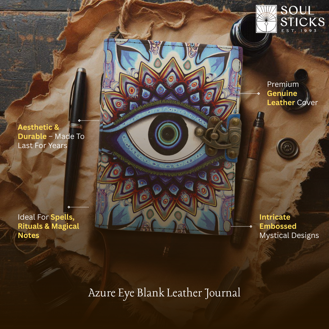 Azure Eye Blank Leather Journal 5" x 7"