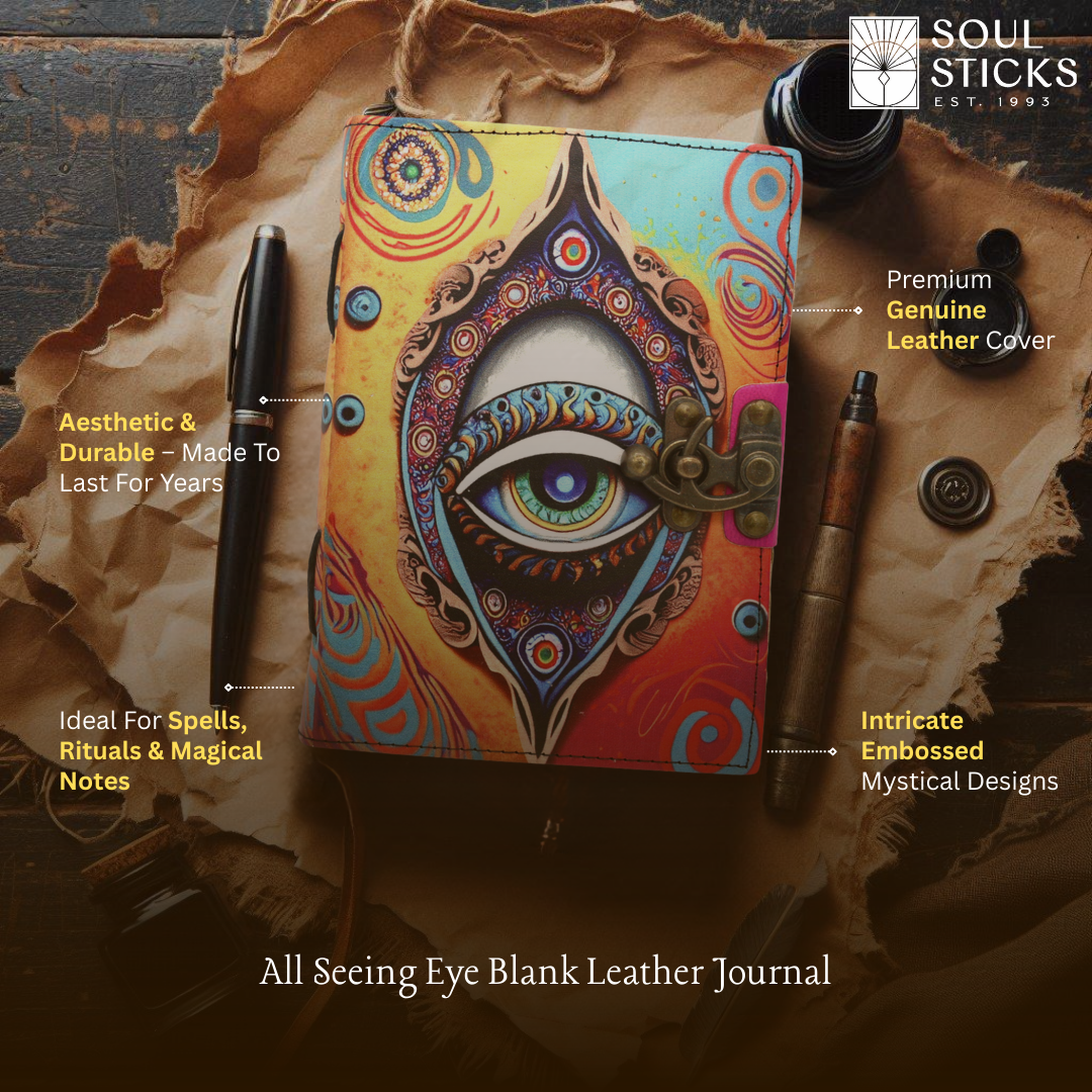 All Seeing Eye Blank Leather Journal 5" x 7"